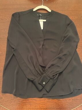 Current Air Black Long-Sleeve V-Neck Blouse “Krask Top” XS